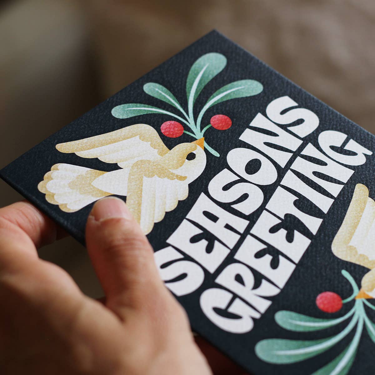 Seasons Greetings Birds Christmas Card | Holiday Card