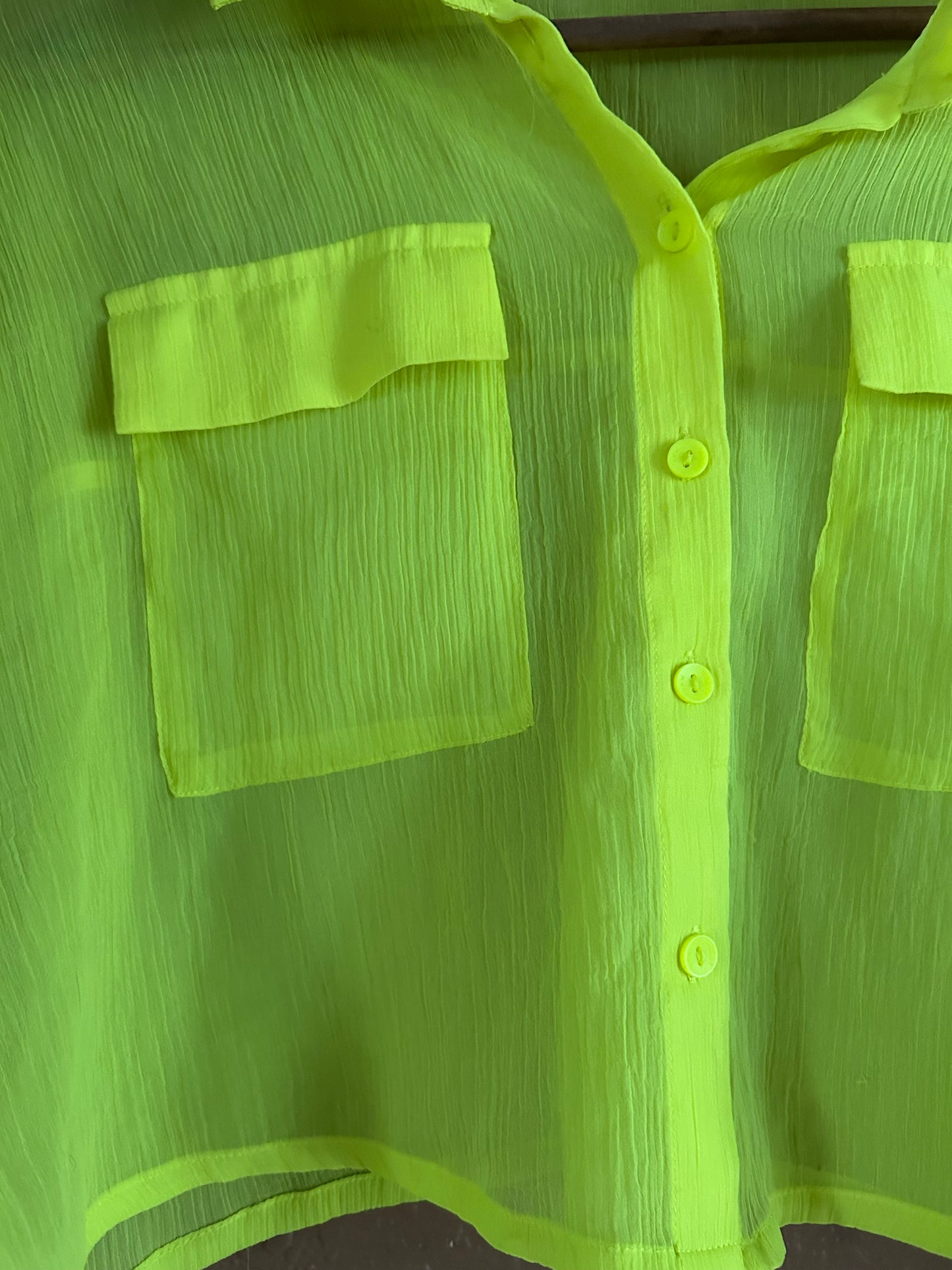 Preloved | Sheer Lime Button Up