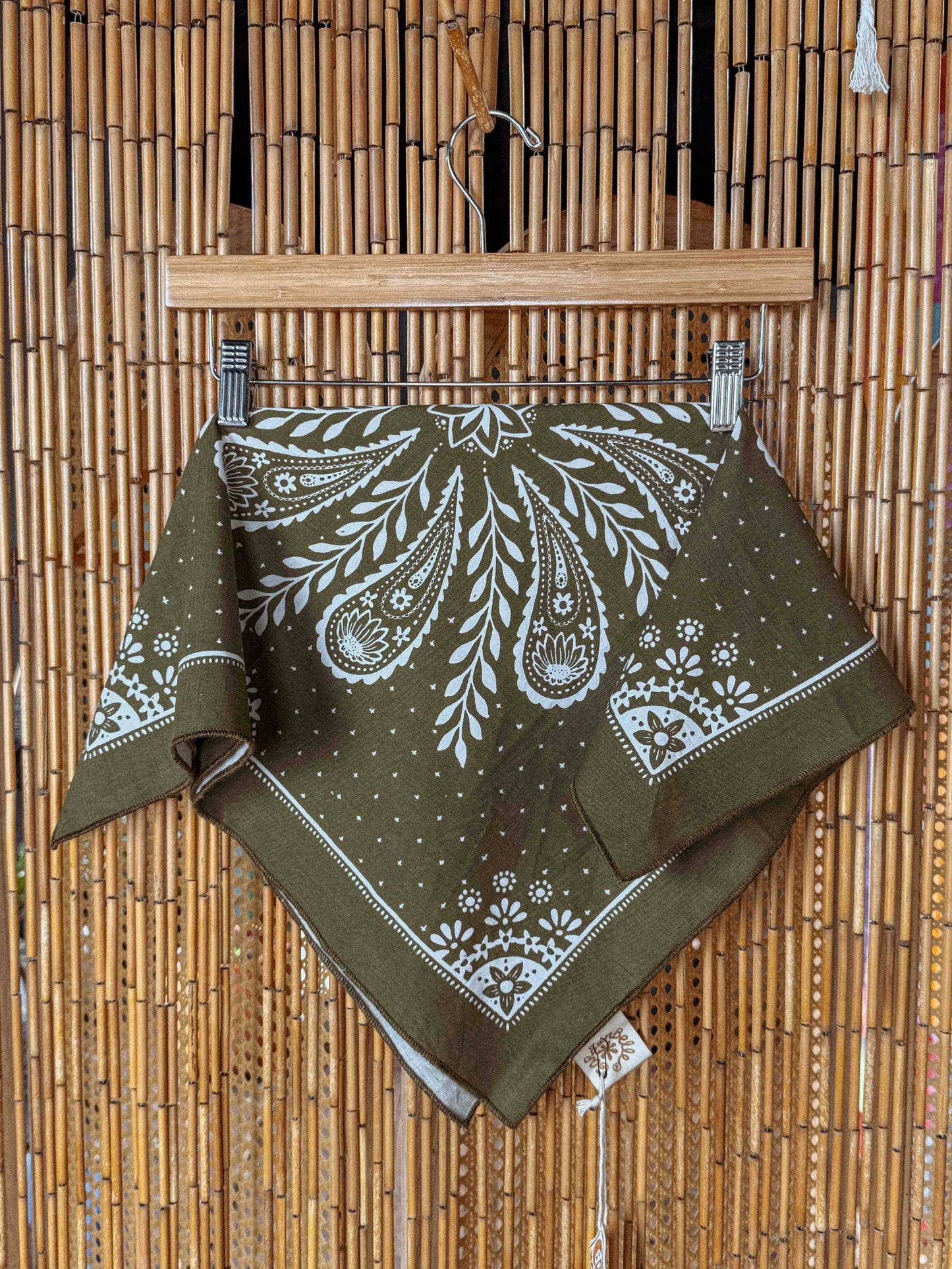 Boho Cotton Handmade Bandana Headscarf : Fir Green Heritage