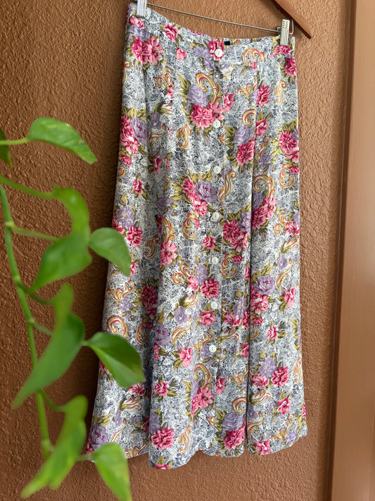 Vintage |  Floral Spotted Skirt