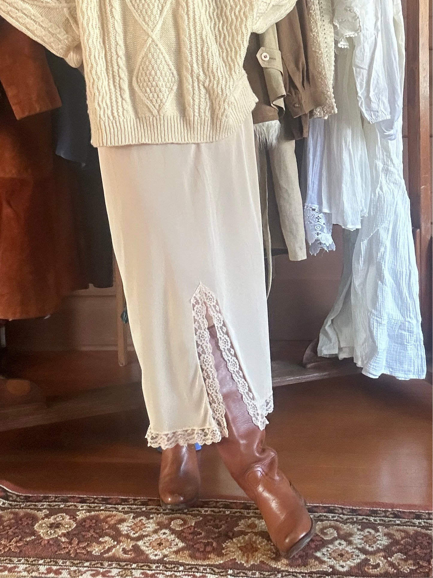Vintage | Taupe Slip Skirt