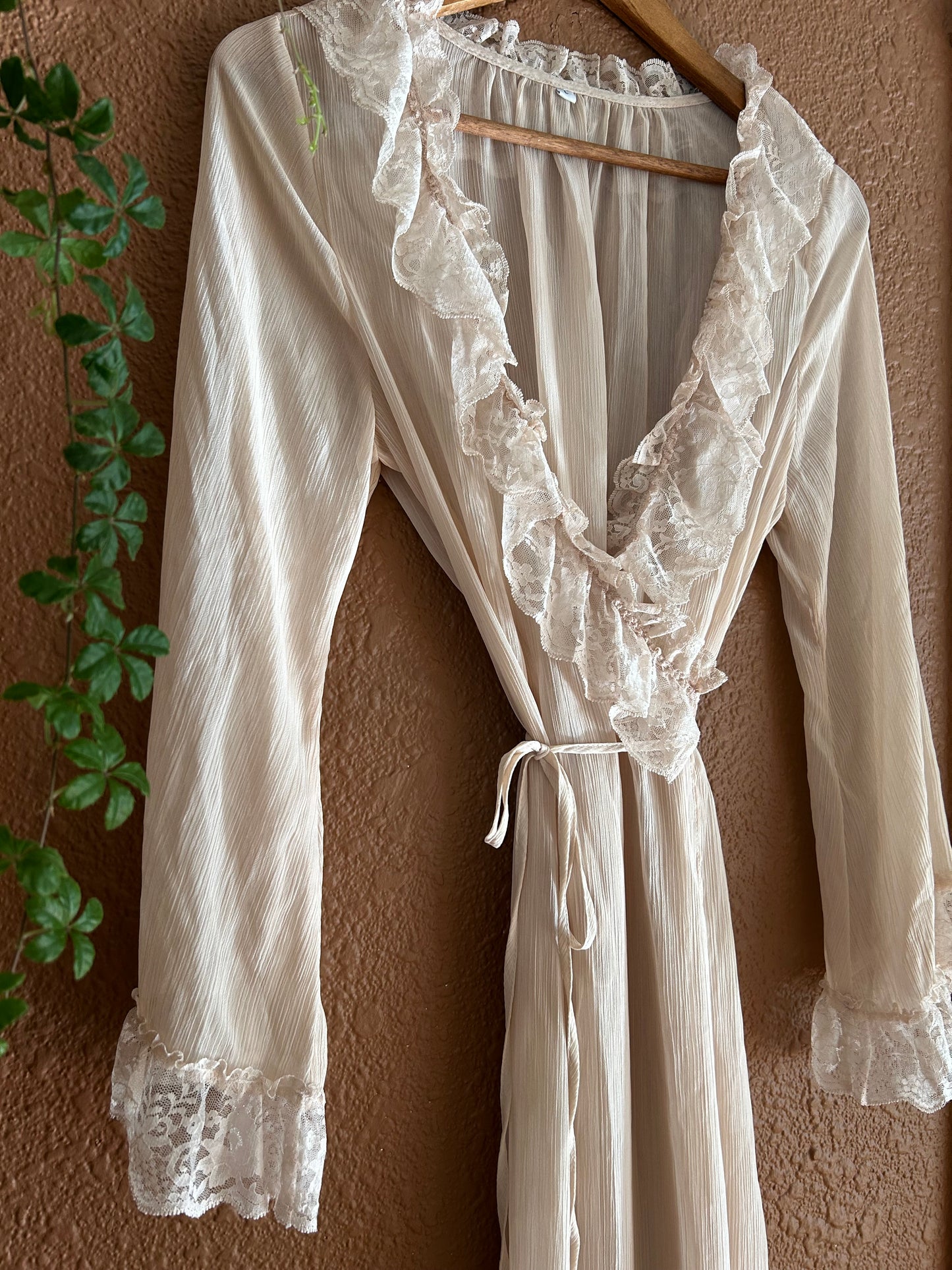 Preloved | Sheer Taupe & Lace Dress