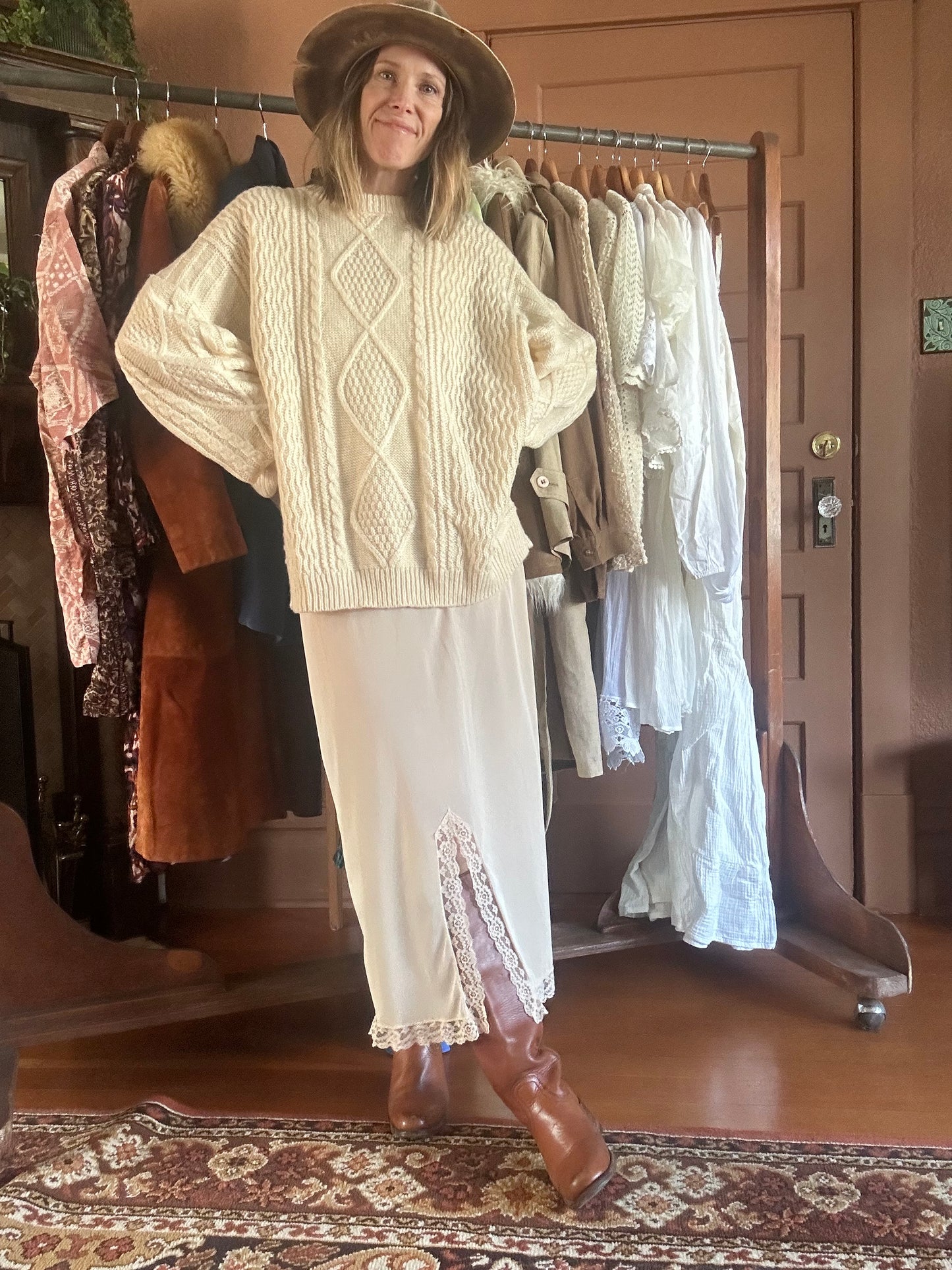 Vintage | Taupe Slip Skirt