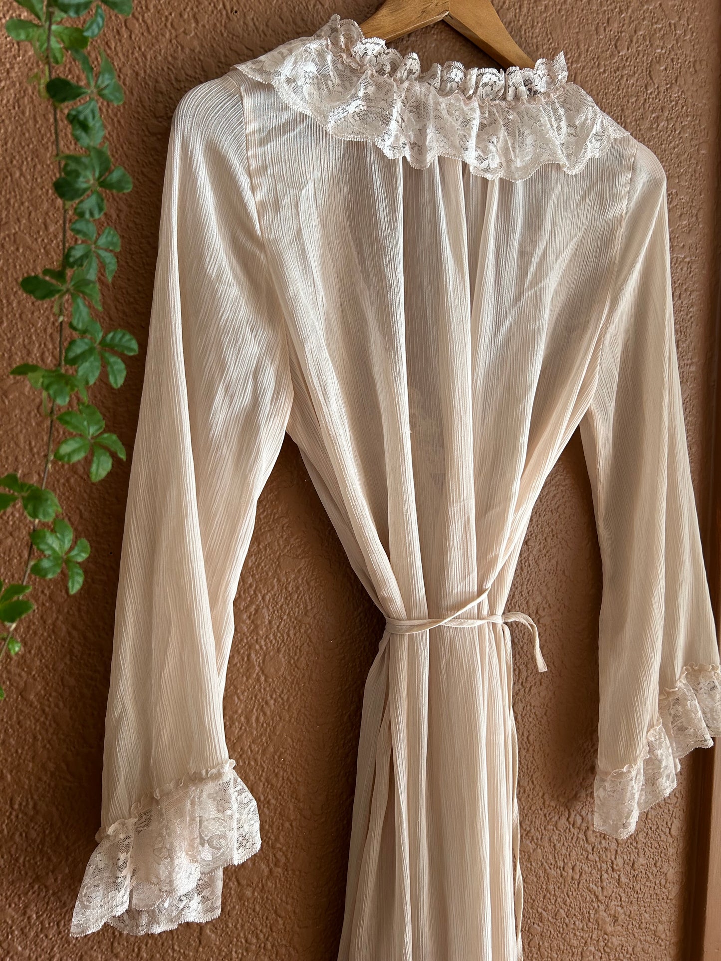 Preloved | Sheer Taupe & Lace Dress