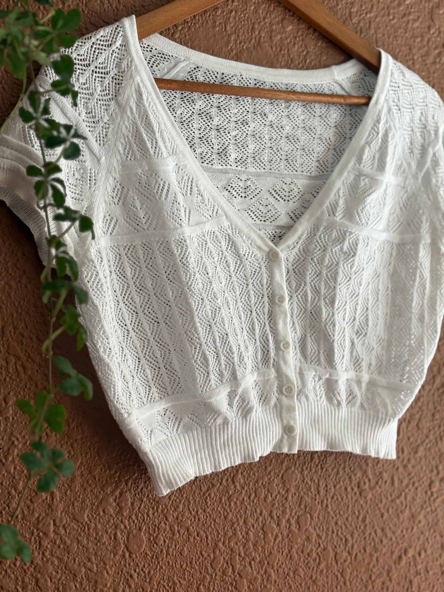 Preloved | White Knit Button Up