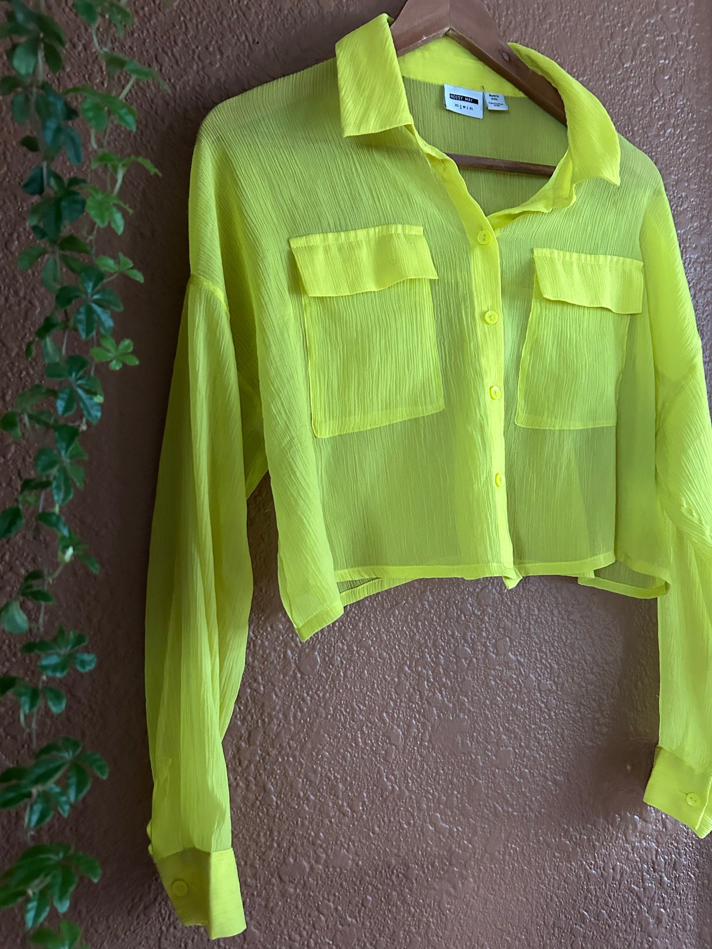 Preloved | Sheer Lime Button Up