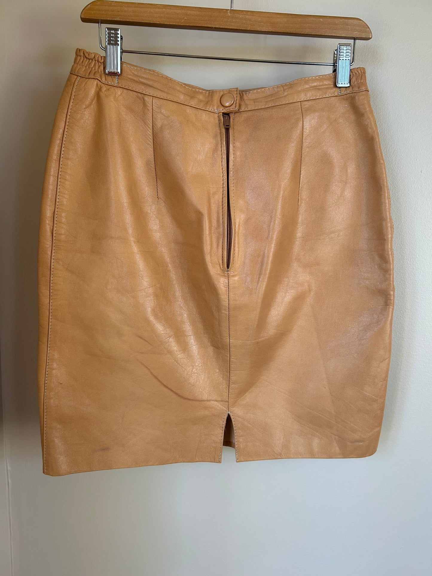 Vintage | Camel Leather Skirt