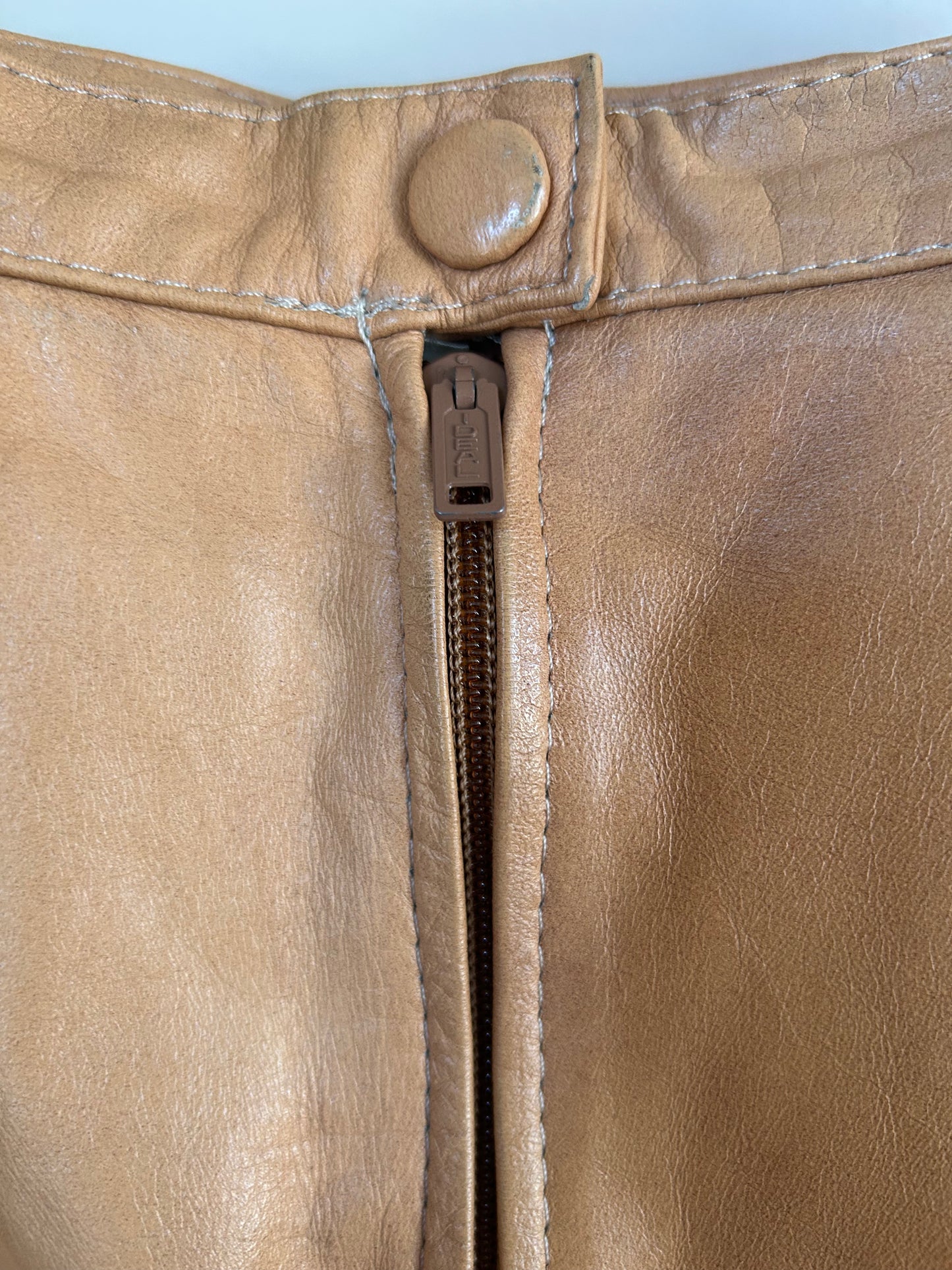 Vintage | Camel Leather Skirt