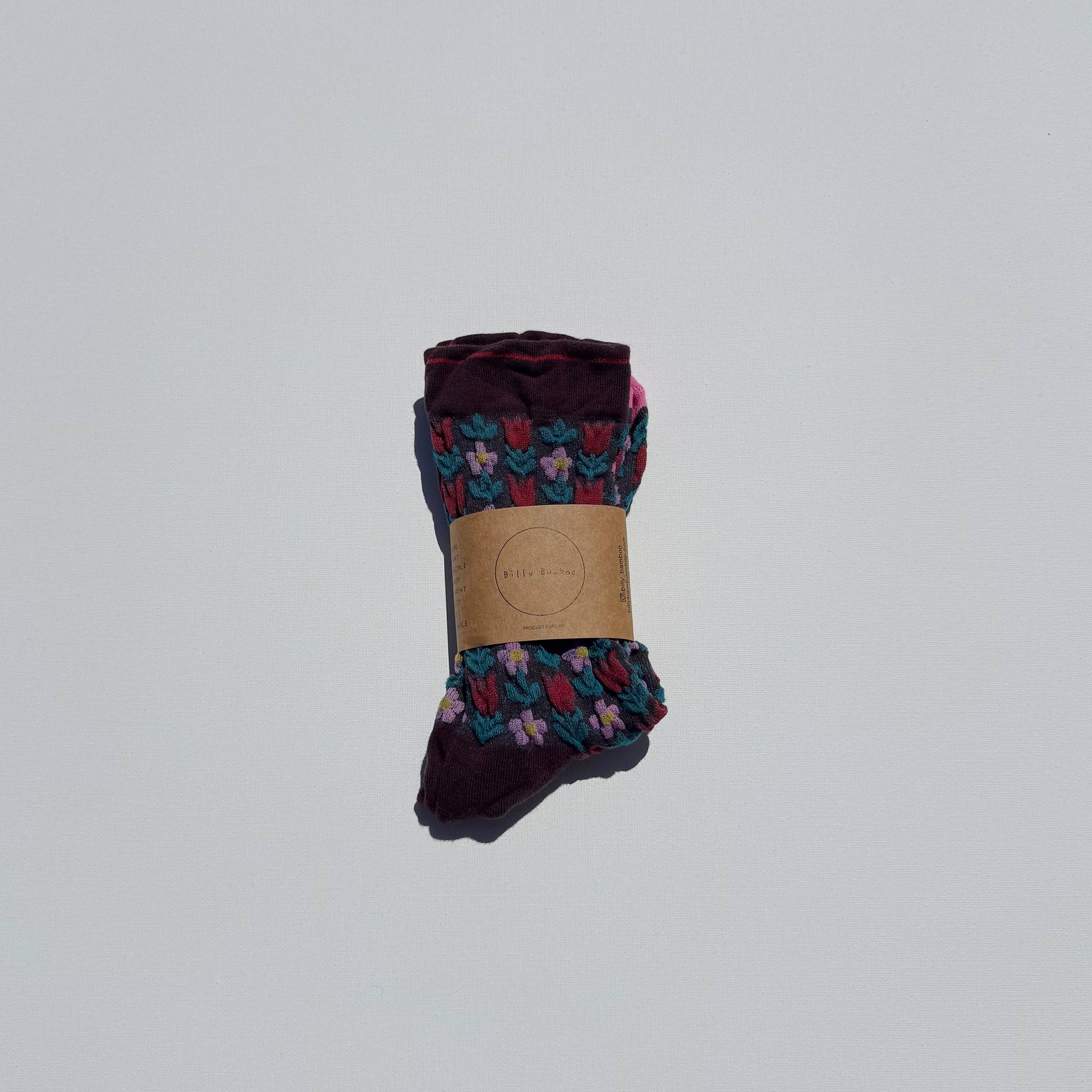 Pair of patterned socks on a white background