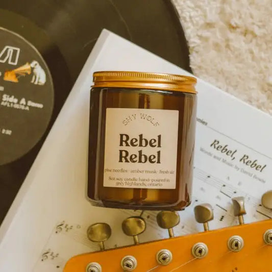 Rebel Rebel Soy Candle - Pine, Vanilla, Amber - David Bowie