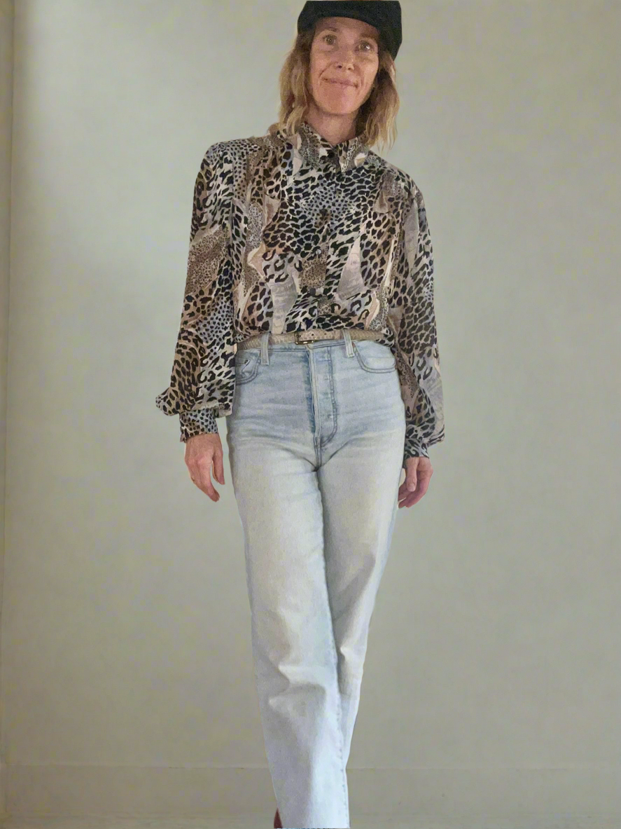 Vintage  |  Animal Print Blouse