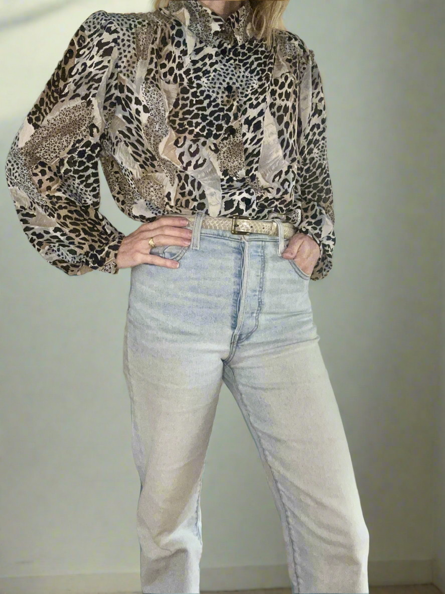 Vintage  |  Animal Print Blouse