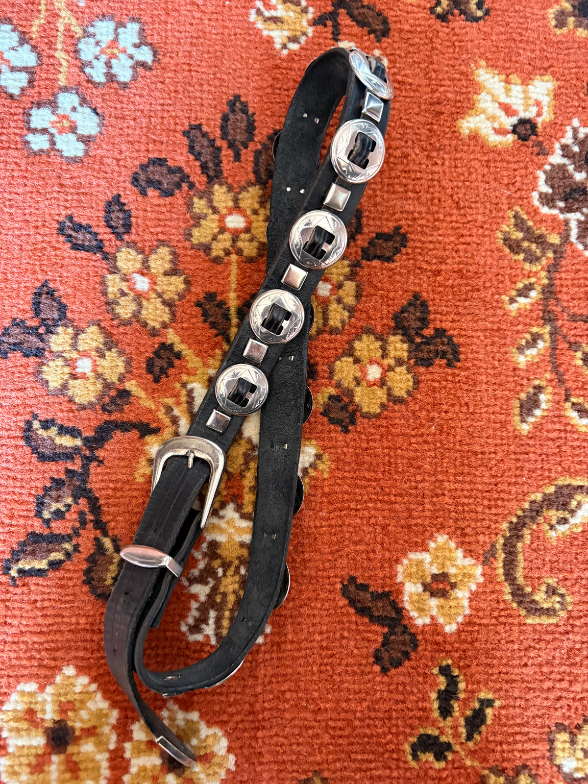 Black + Silver Leather Belt