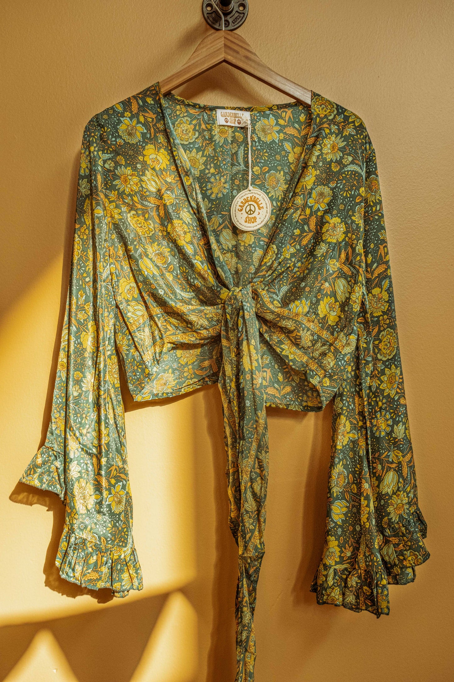 Bell Sleeve  Wrap Top | Green
