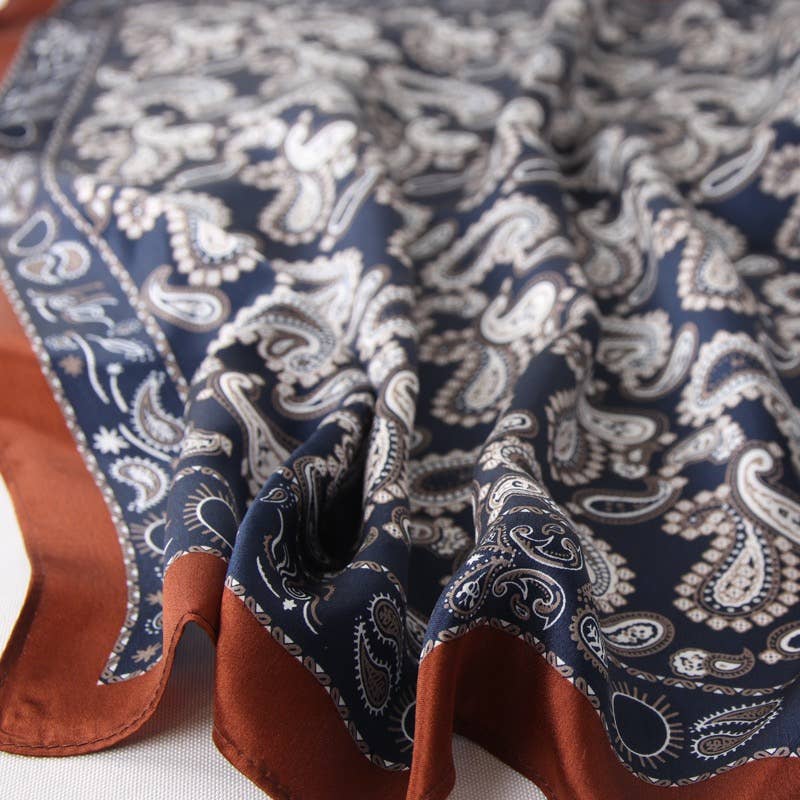 100% Mulberry Silk Paisley Bandana Scarf | Boho Neck Scarf