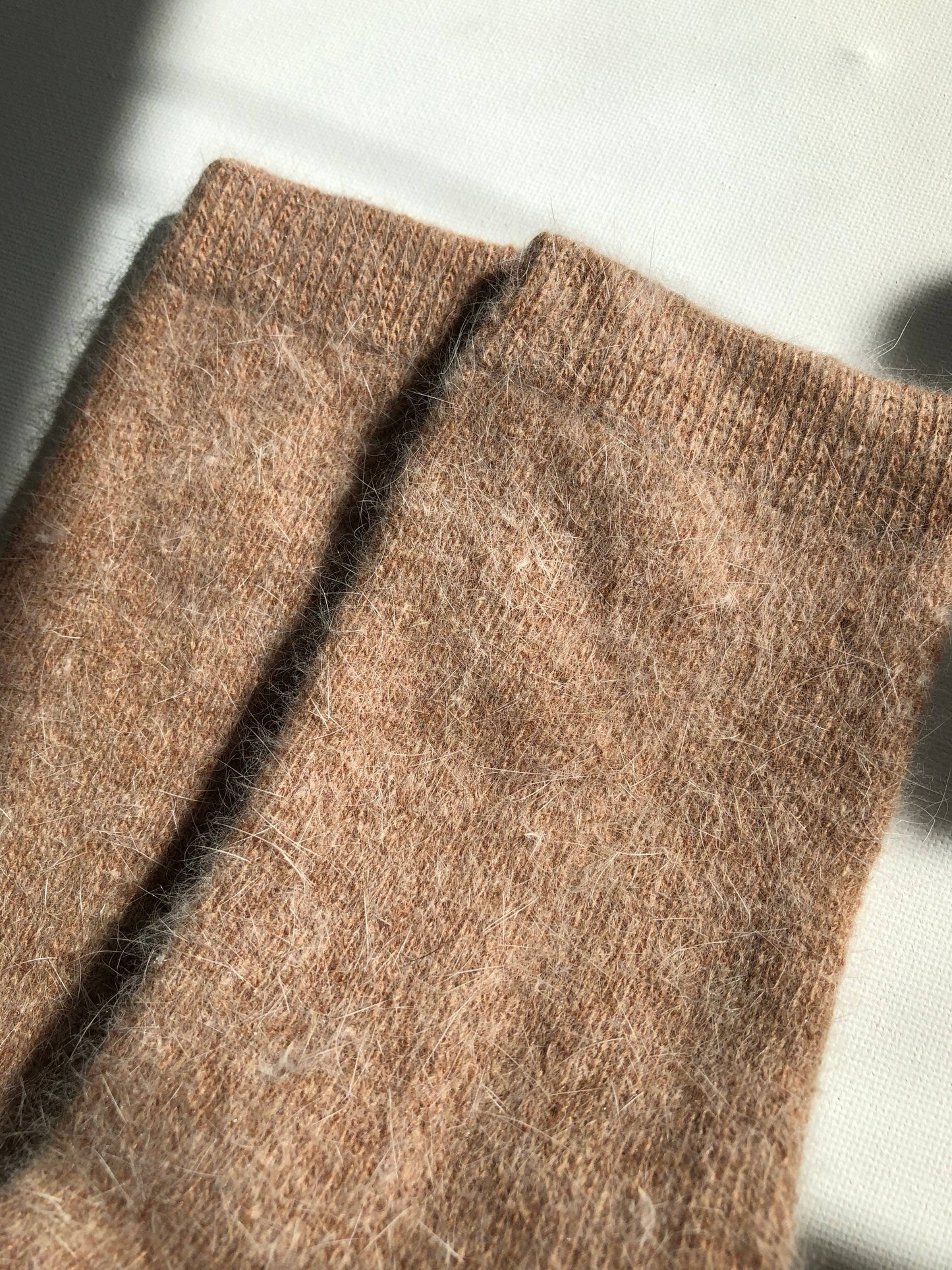 FLUFFY ANGORA SOCKS - NEUTRAL: Mushroom