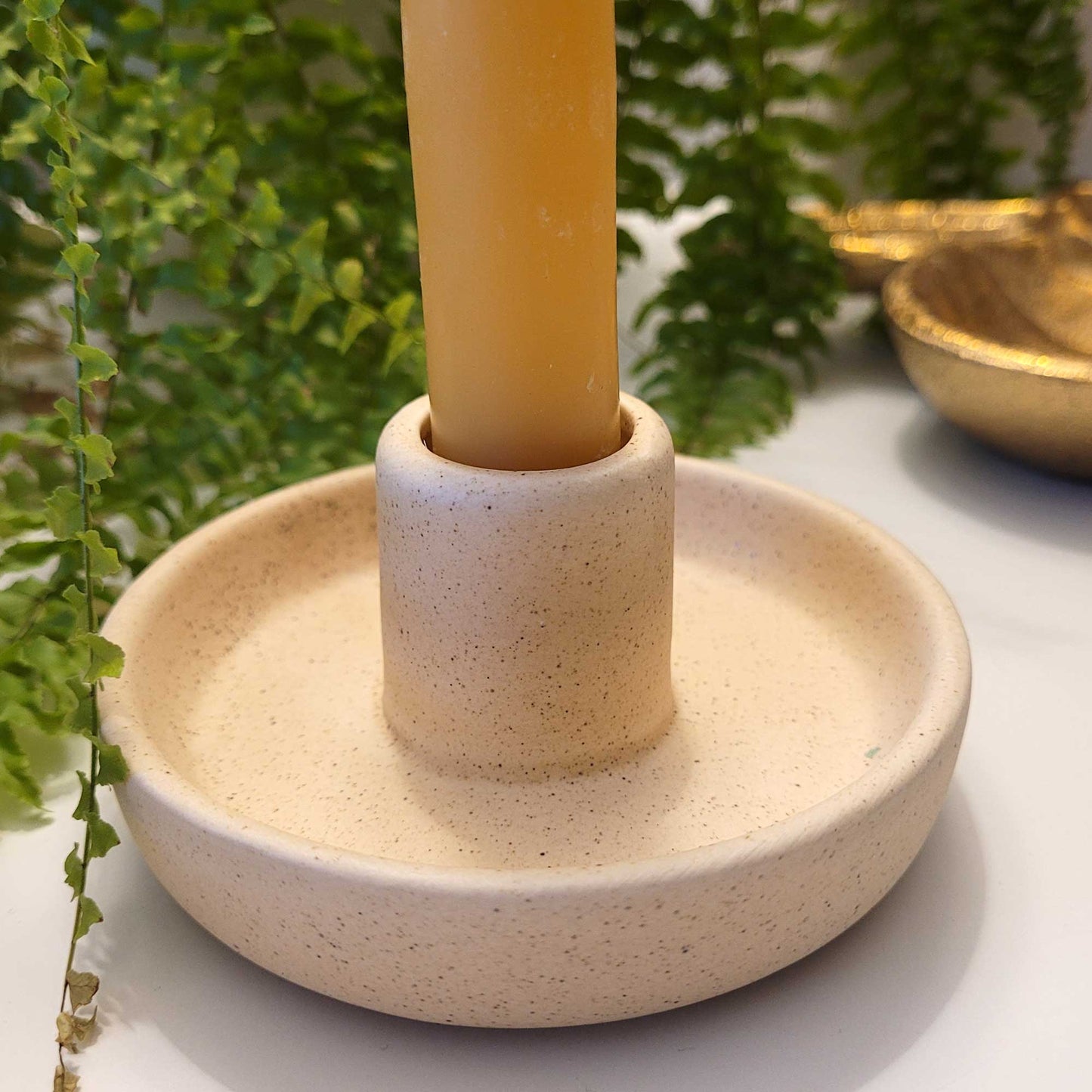 Nordic - Hygge style Ceramic Candlestick Holder: Beige