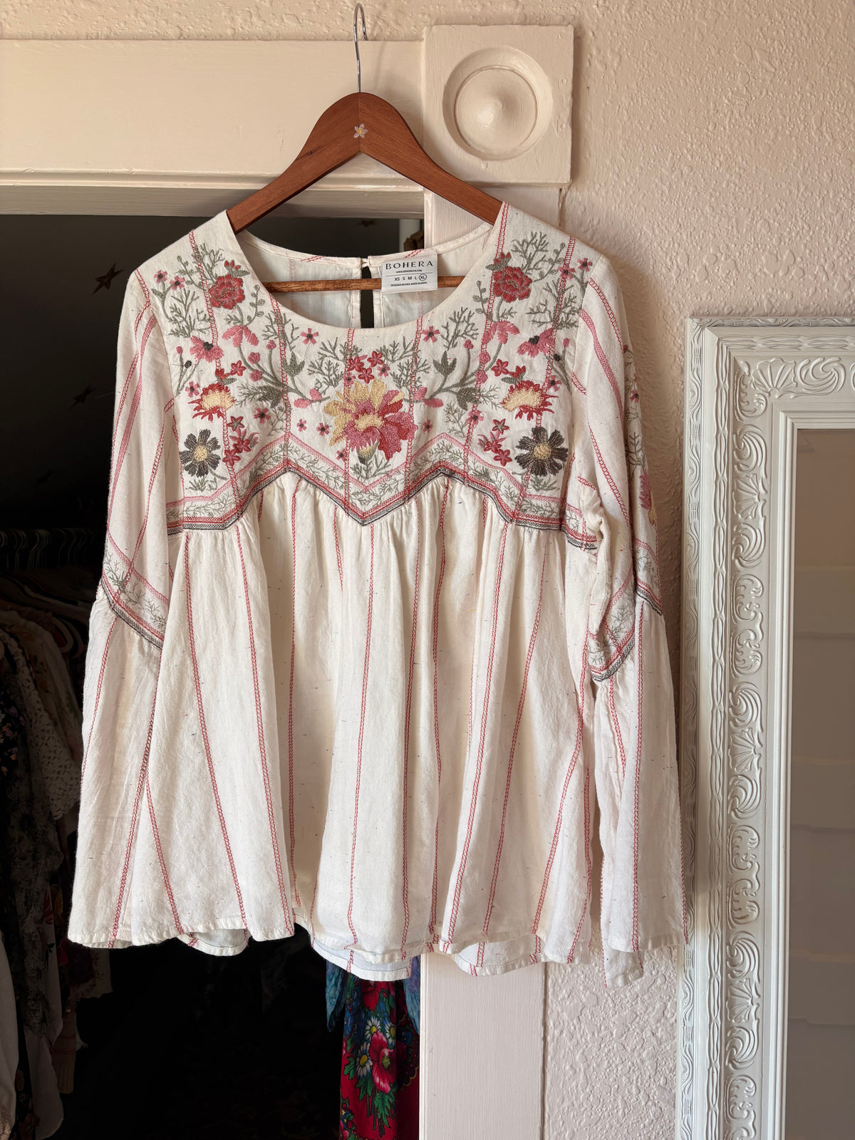 Bell Sleeve Embroidered Top