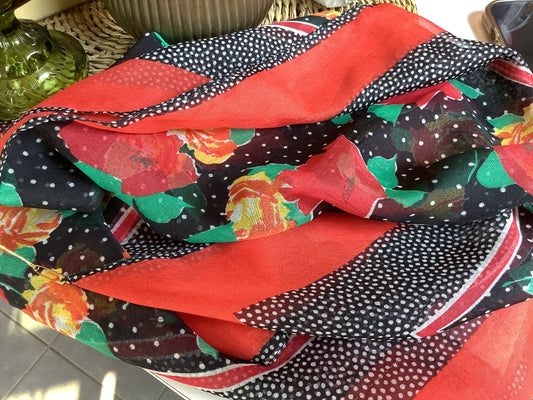 Red silk rose scarf