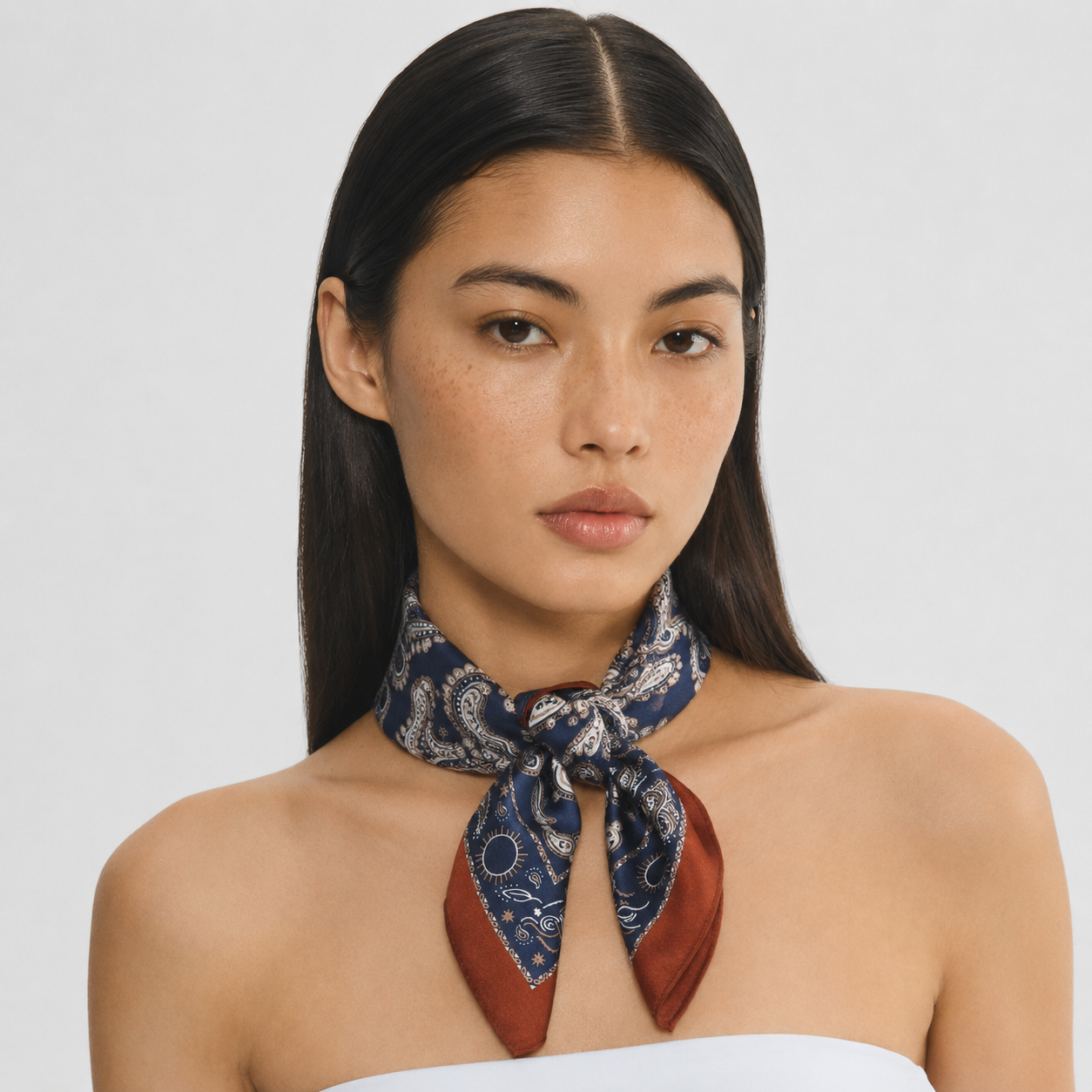 100% Mulberry Silk Paisley Bandana Scarf | Boho Neck Scarf