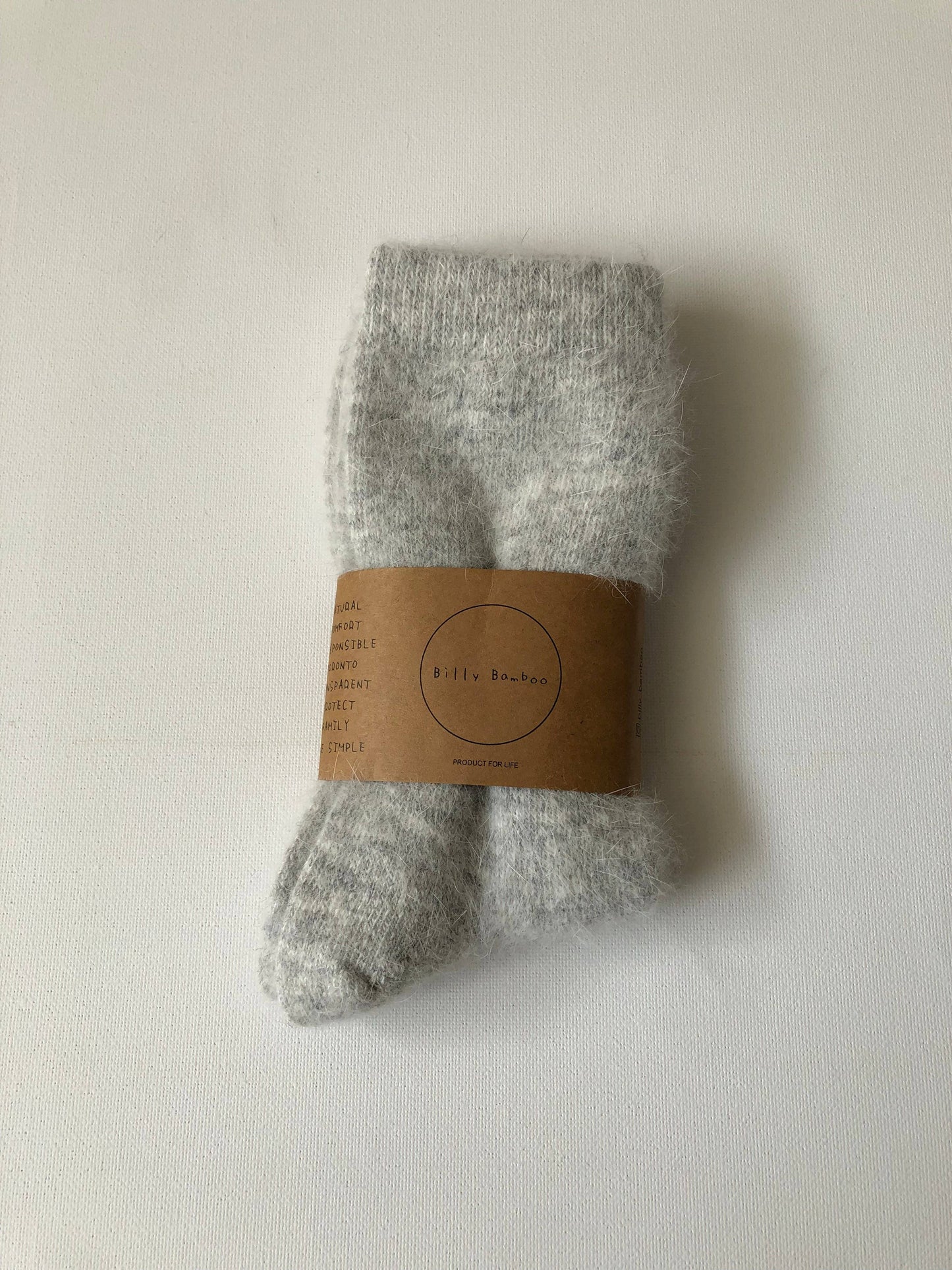 FLUFFY ANGORA SOCKS - NEUTRAL: Mushroom