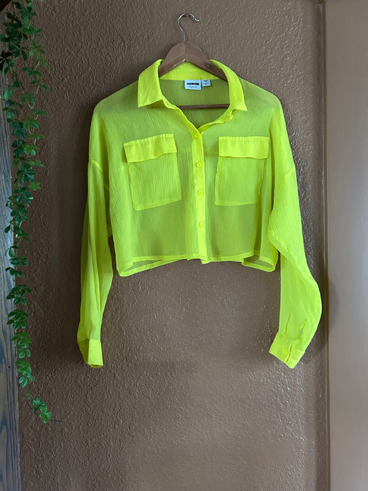 Preloved | Sheer Lime Button Up
