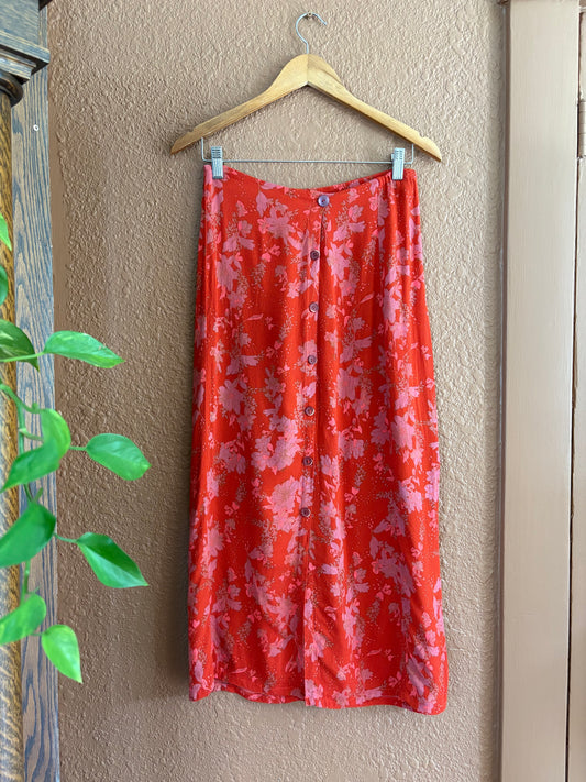 Vintage |  Floral Button Skirt