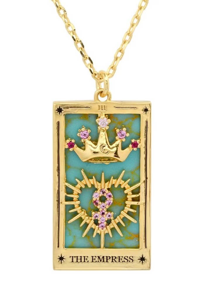 Tarot Card- The Empress- NEW- Steel, Enamel, 14K, 15 Stones