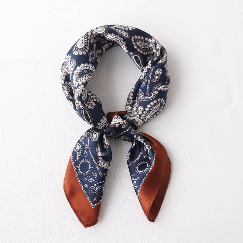 100% Mulberry Silk Paisley Bandana Scarf | Boho Neck Scarf