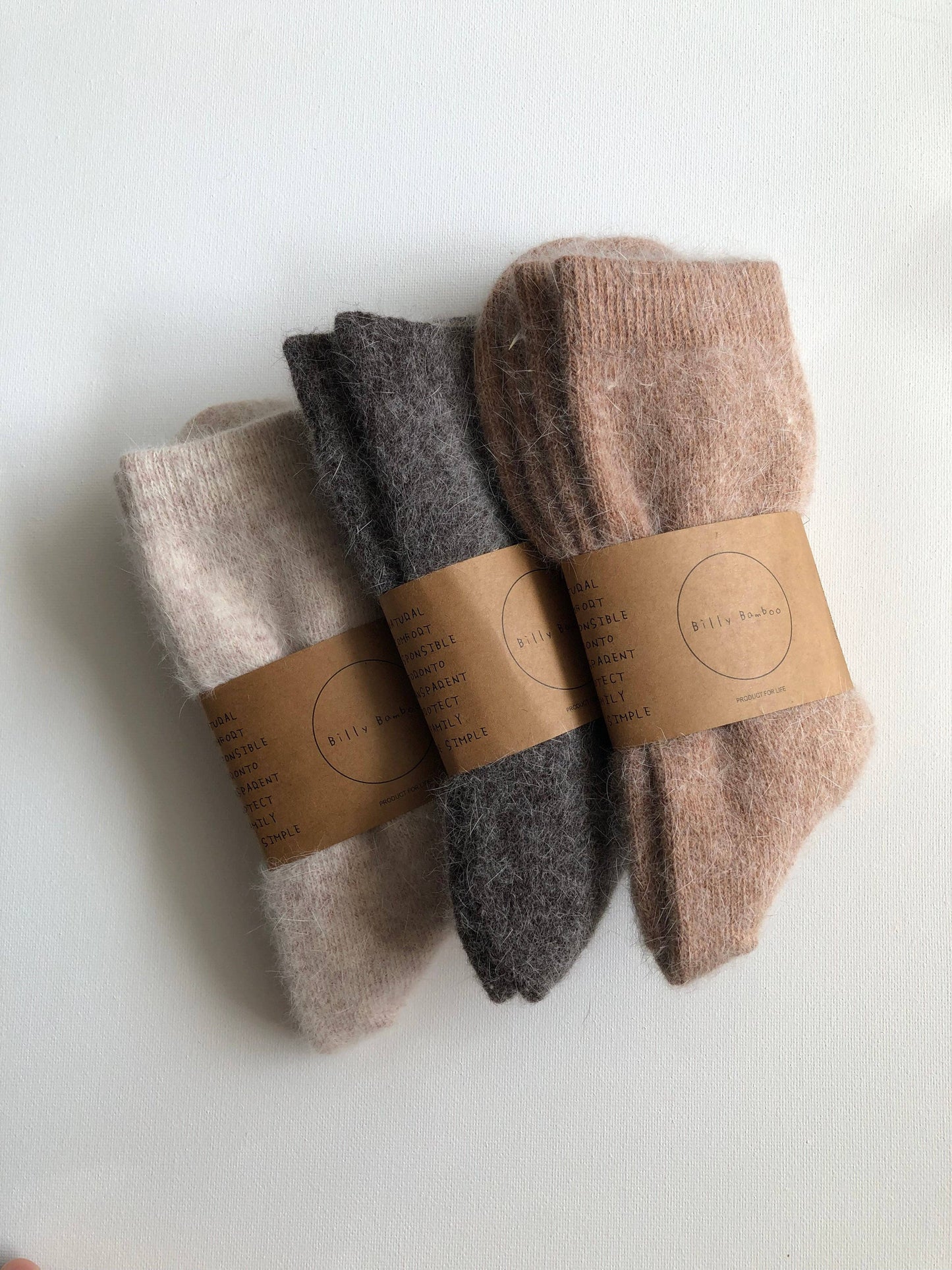 FLUFFY ANGORA SOCKS - NEUTRAL: Black