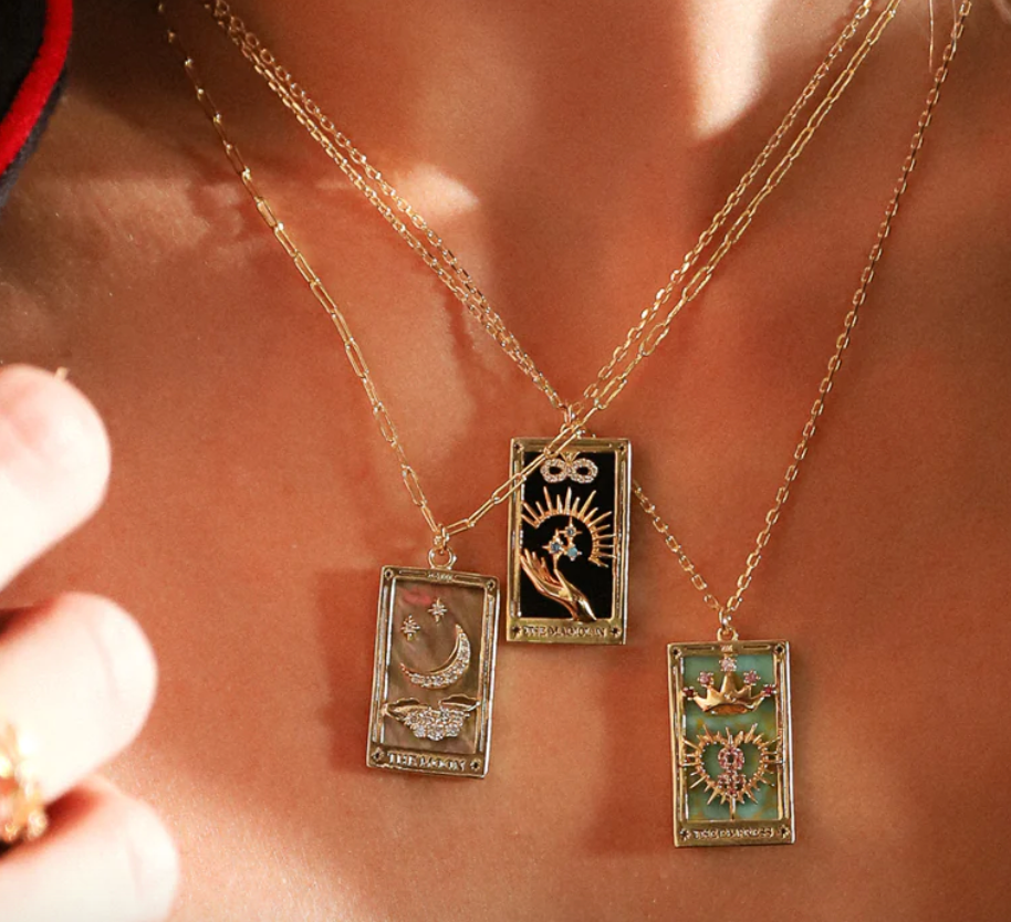 Tarot Card- The Empress- NEW- Steel, Enamel, 14K, 15 Stones