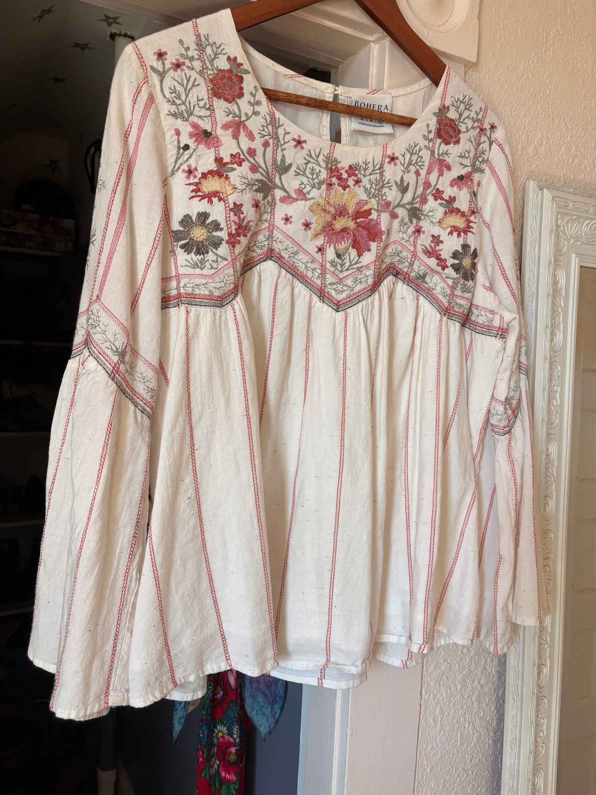 Bell Sleeve Embroidered Top