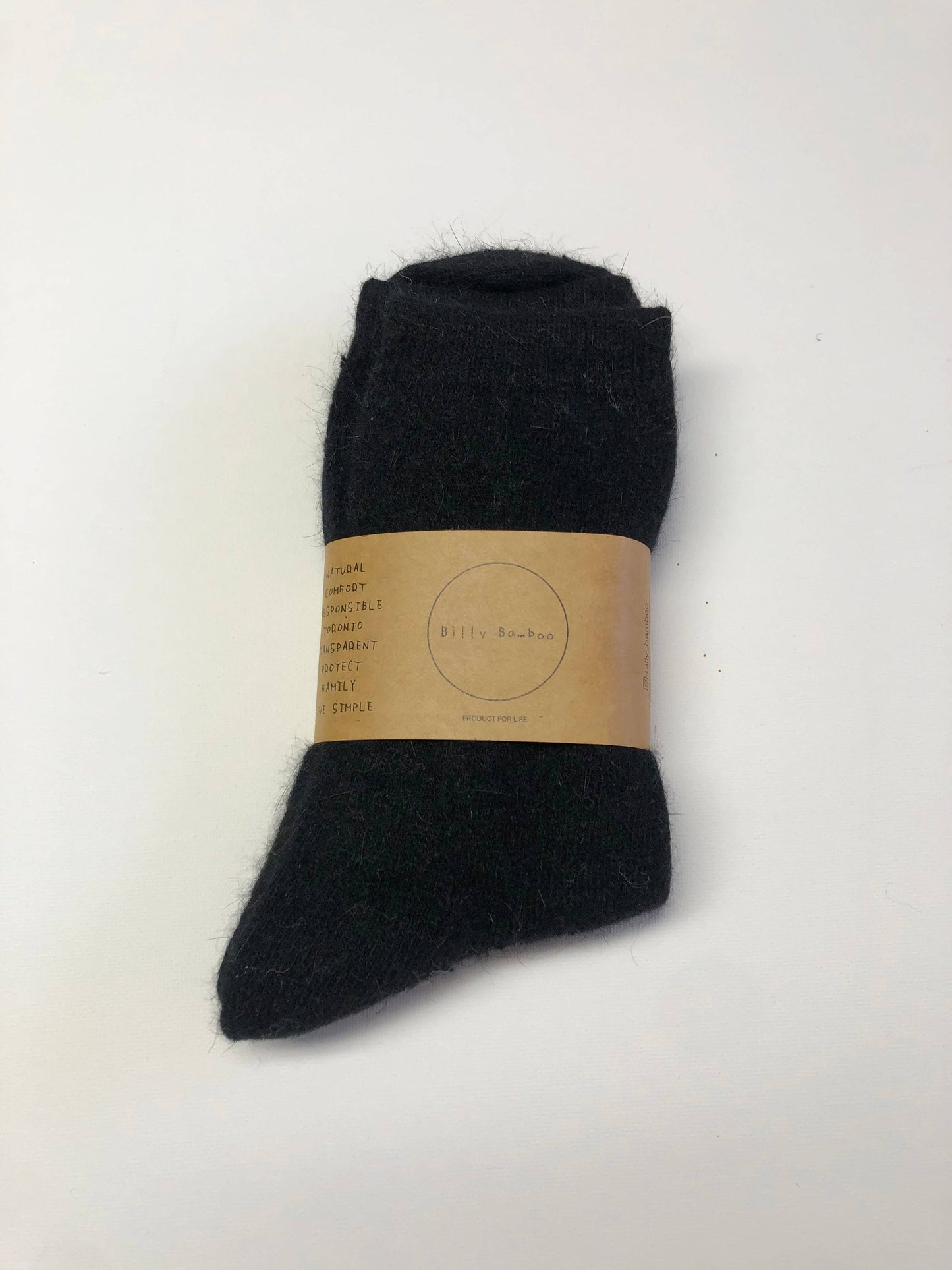 FLUFFY ANGORA SOCKS - NEUTRAL: Black