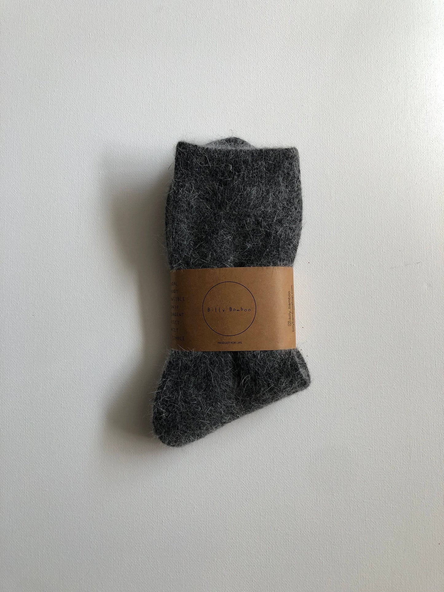 FLUFFY ANGORA SOCKS - NEUTRAL: Mushroom