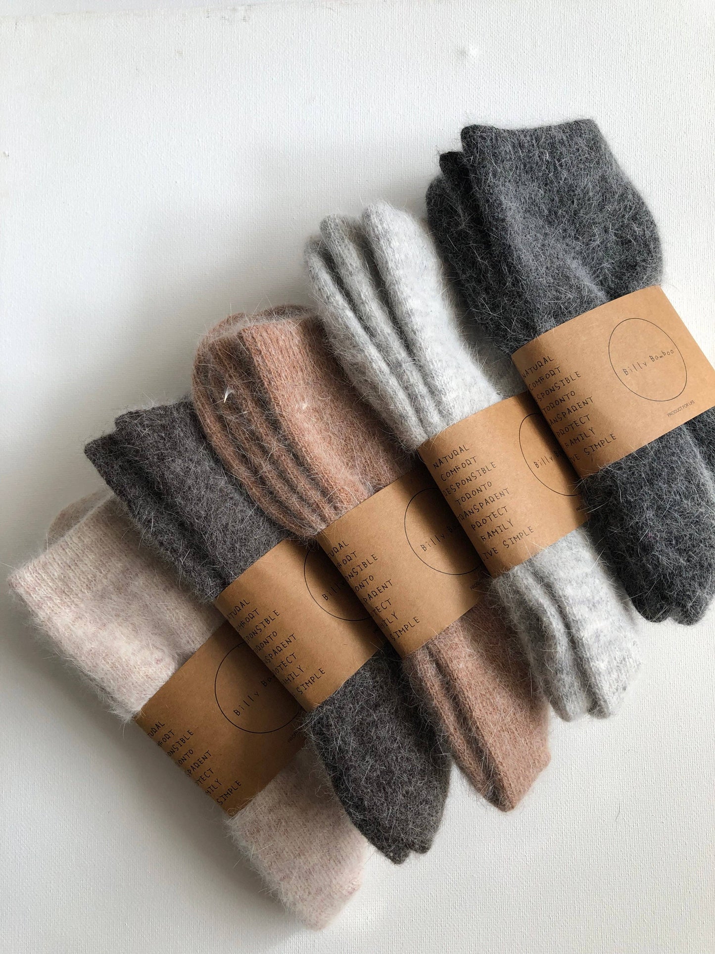 FLUFFY ANGORA SOCKS - NEUTRAL: Mushroom