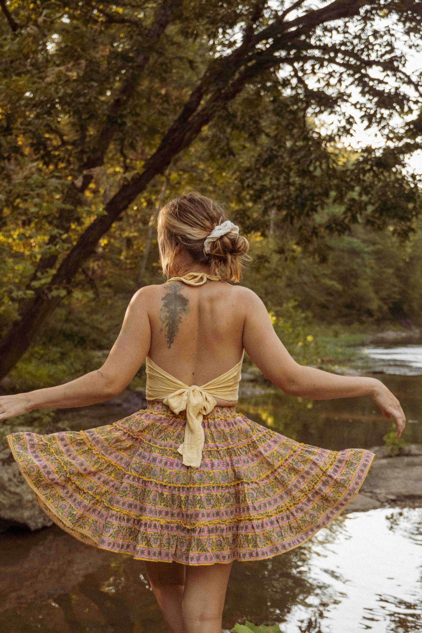 Organic Cotton Bamboo Bralette, Beachy Tie Back Cozy Bra Top: Marron/Brown / S/M