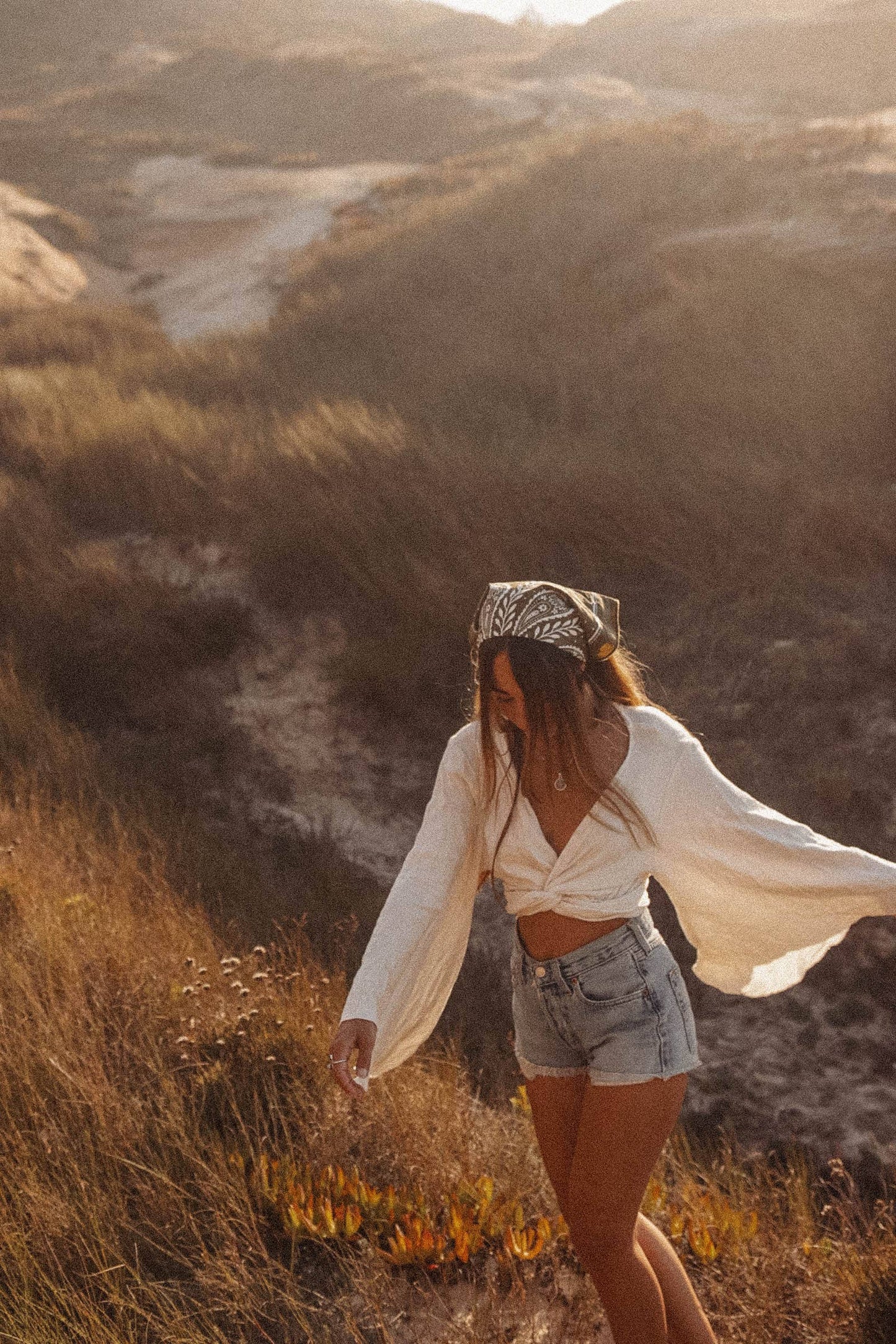 Boho Cotton Handmade Bandana Headscarf  : Rust Heritage