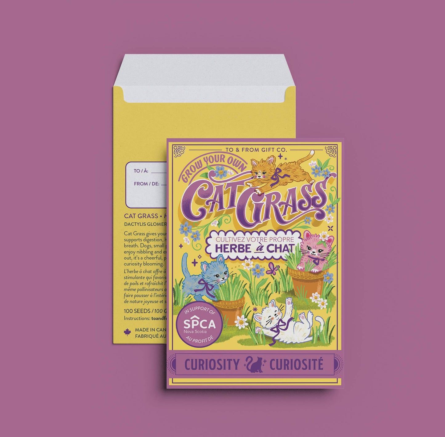 Cat Grass Seed Packet (Curiosity) with Purple Foil