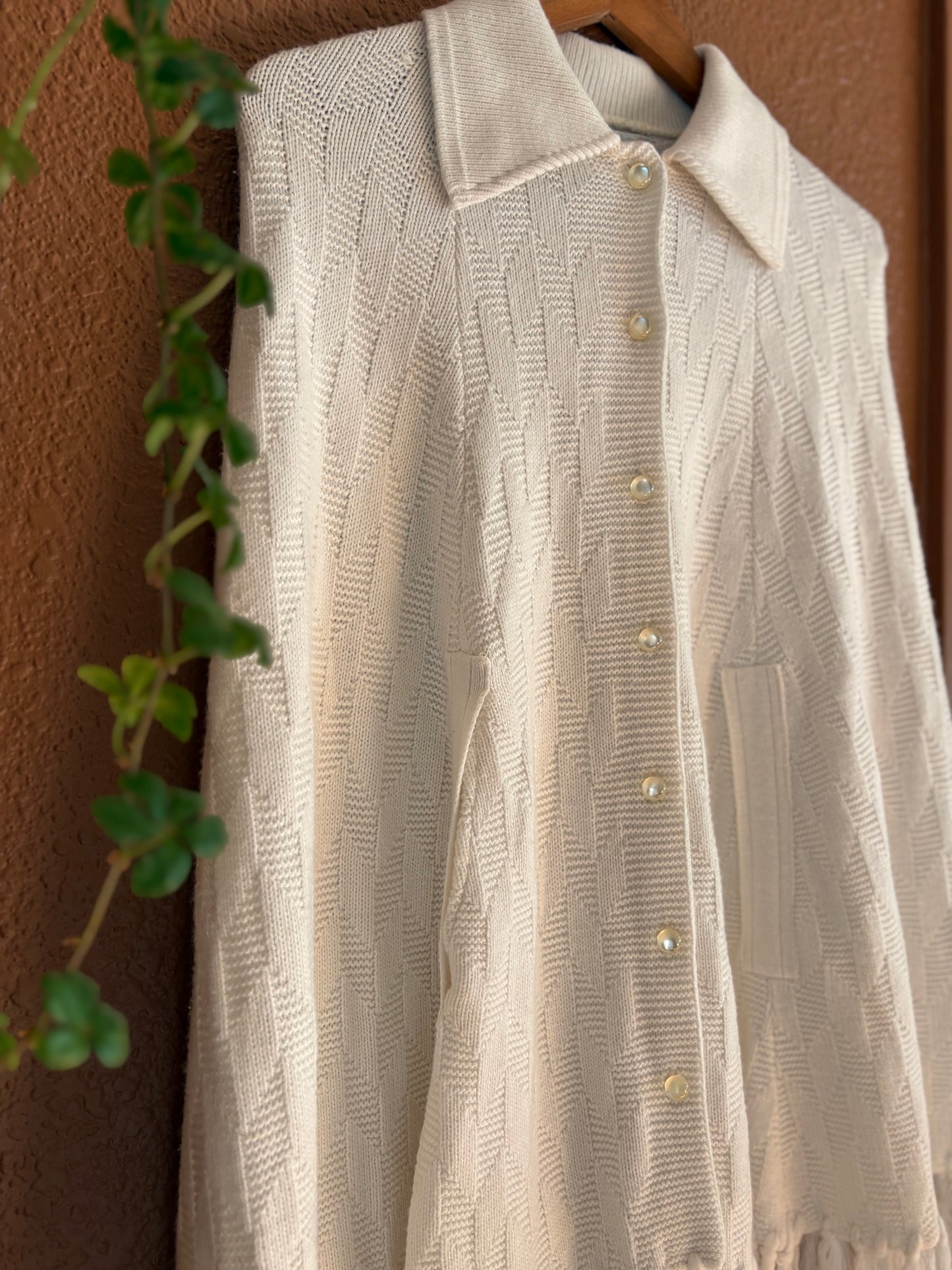 Vintage |  White Knit Poncho