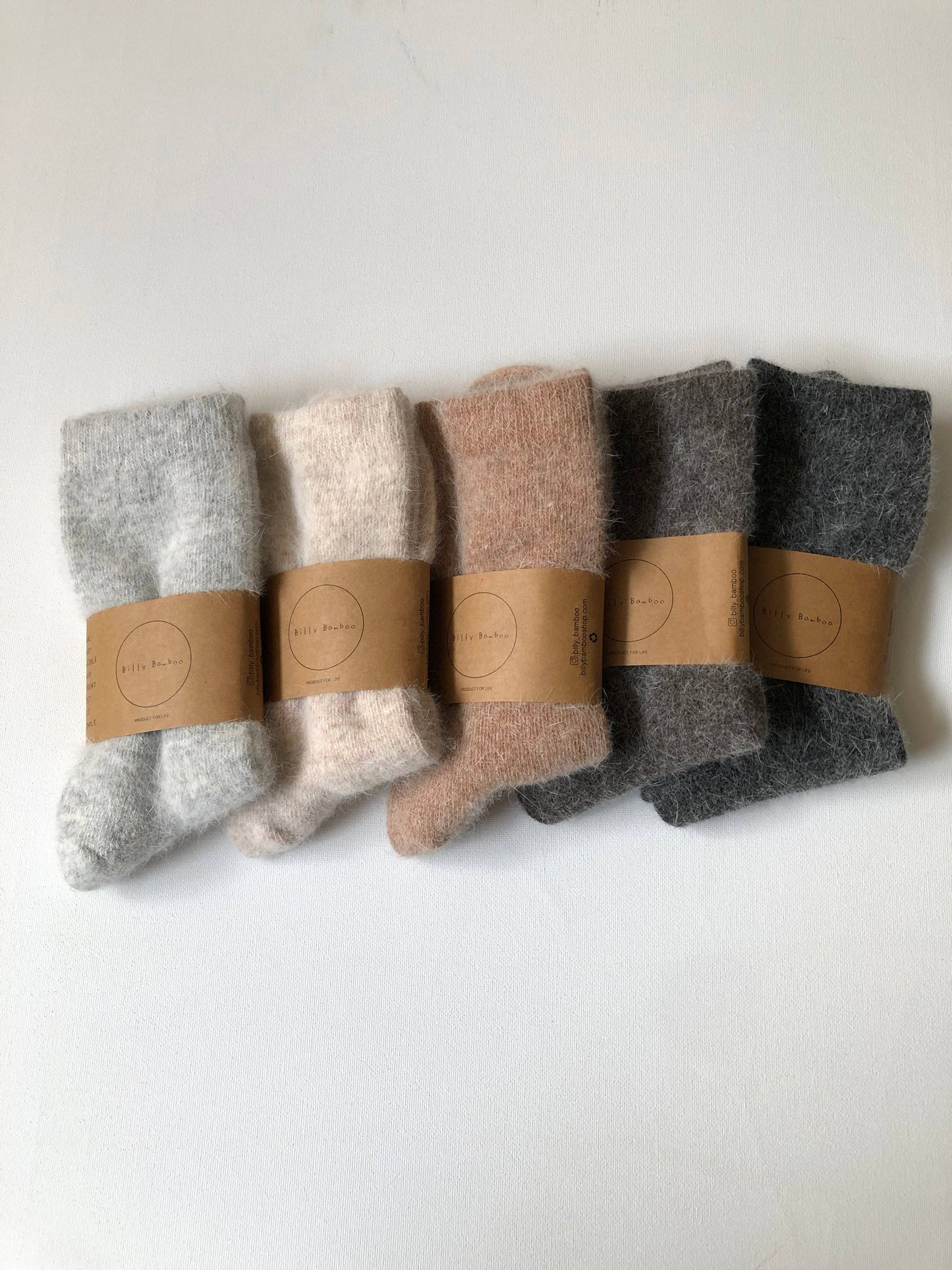 FLUFFY ANGORA SOCKS - NEUTRAL: Mushroom