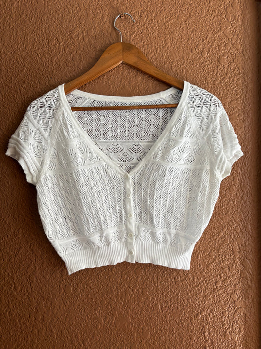 Preloved | White Knit Button Up