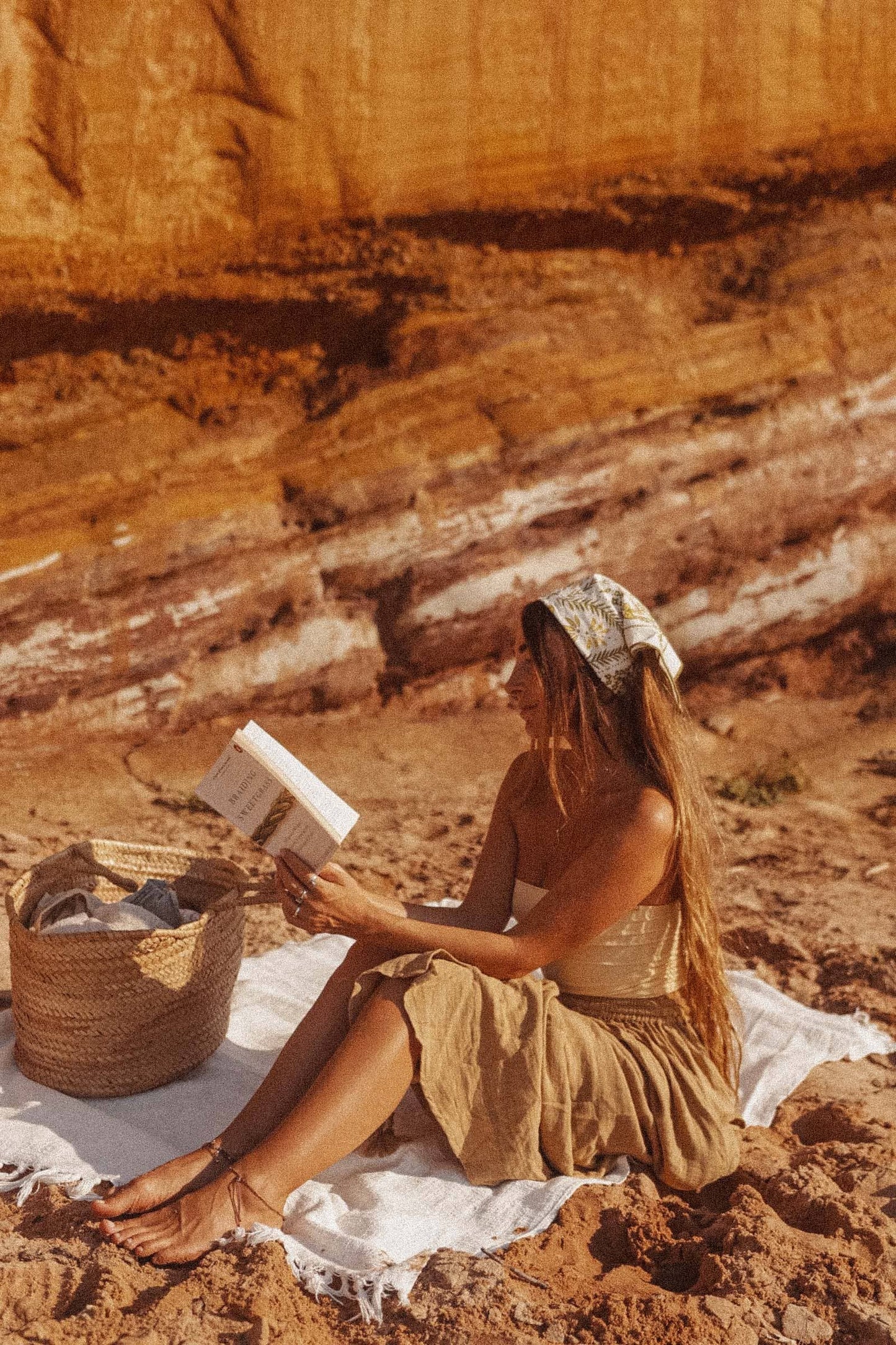 Boho Cotton Handmade Bandana Headscarf  : Rust Heritage