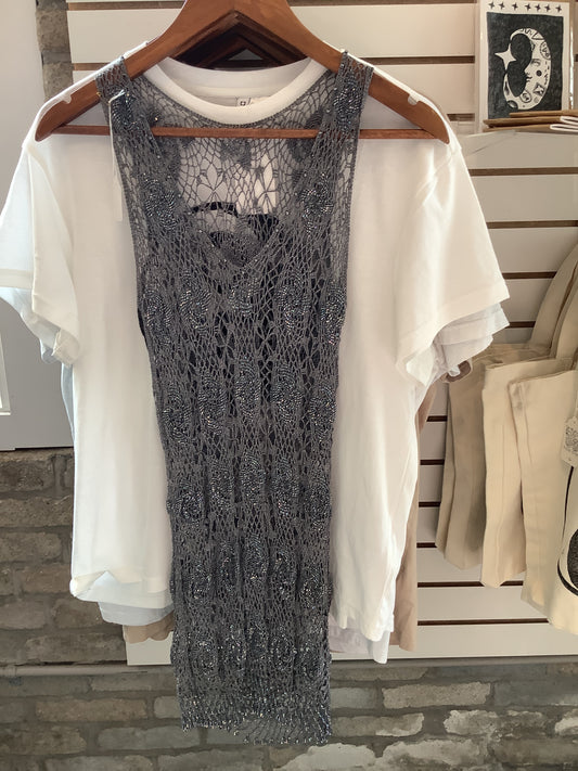 Sparkle blue sheer top