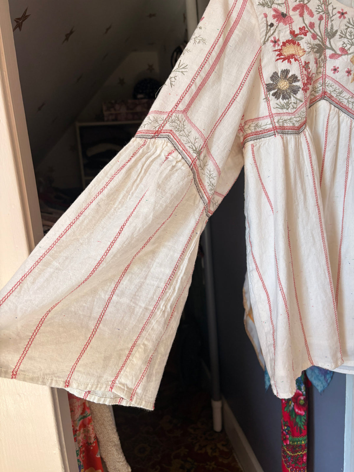 Bell Sleeve Embroidered Top