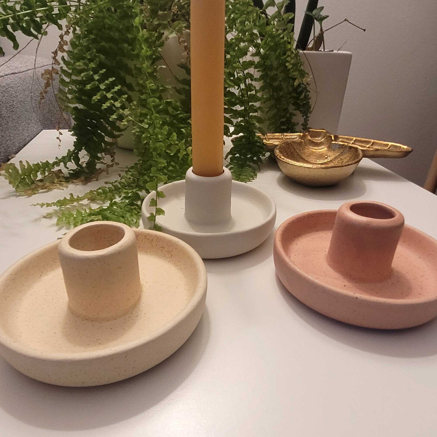 Nordic - Hygge style Ceramic Candlestick Holder: Blue