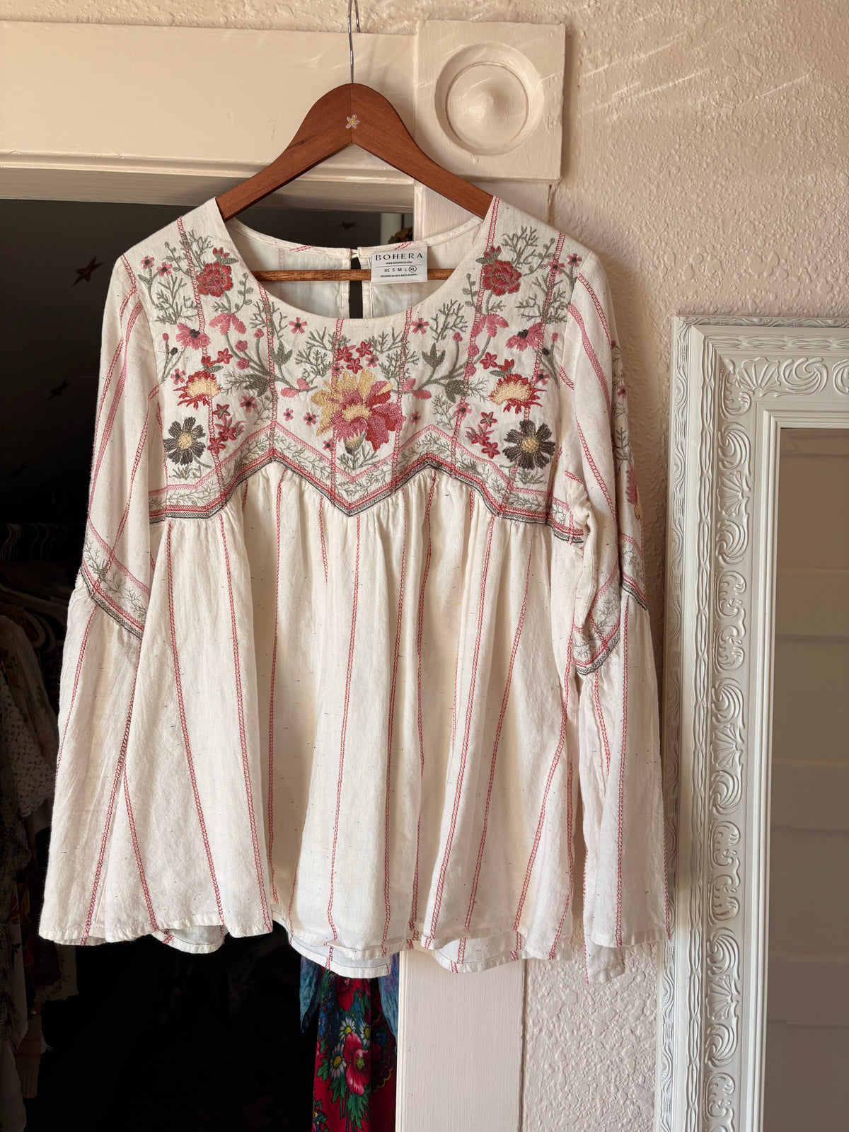 Bell Sleeve Embroidered Top