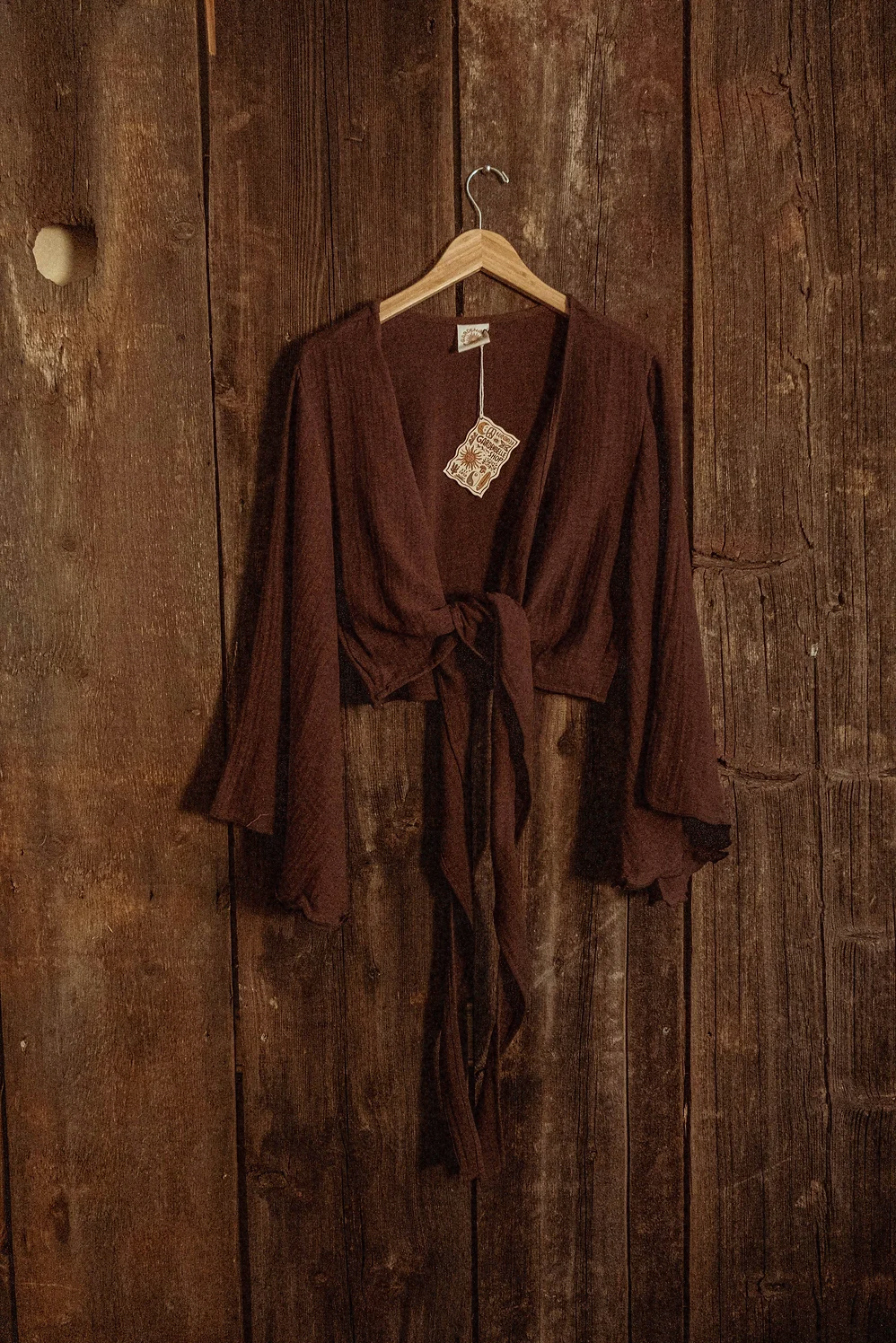 Bell Sleeve Wrap Top |Brown