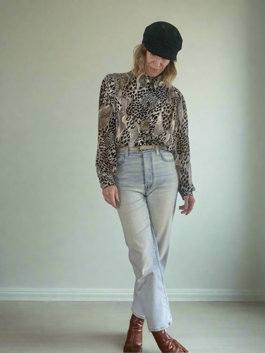 Vintage  |  Animal Print Blouse