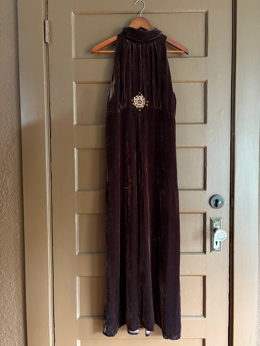 Vintage |  90's Velvet Dress Brown