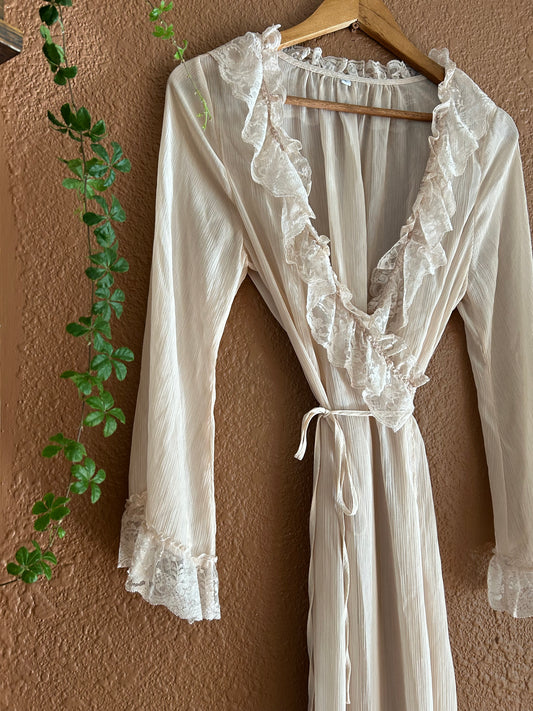 Preloved | Sheer Taupe & Lace Dress